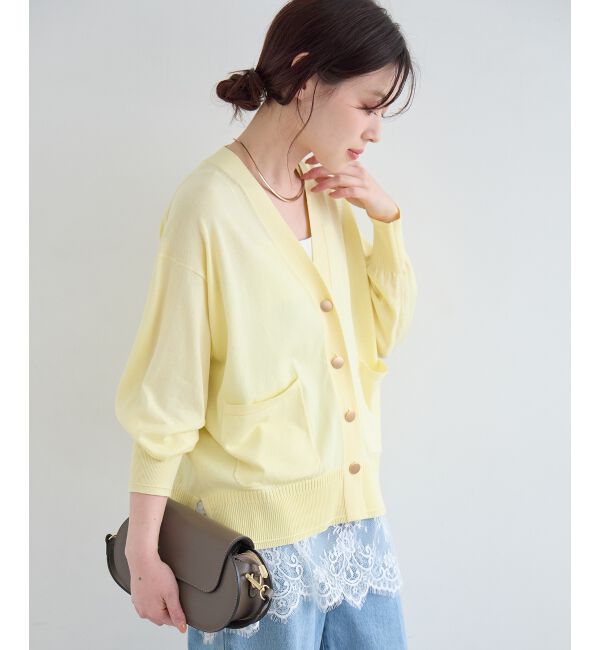  「ウォッシャブル刺繍Vネックカーデ」|カーディガン|