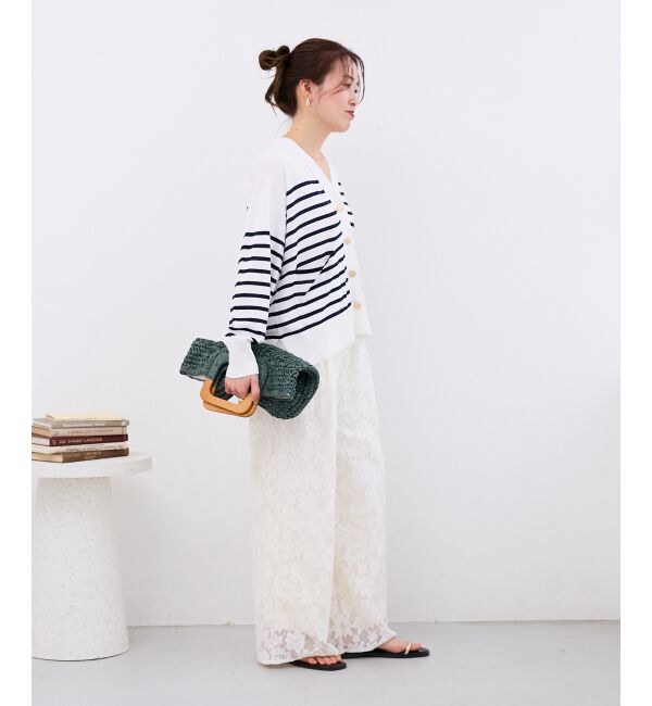  「ウォッシャブル刺繍Vネックカーデ」|カーディガン|