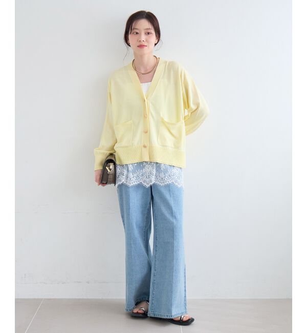  「ウォッシャブル刺繍Vネックカーデ」|カーディガン|