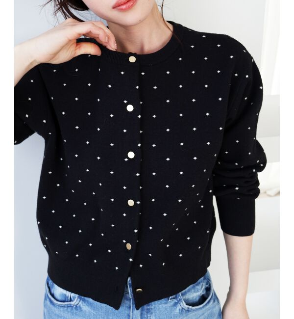  「ドットジャガードニットカーディガン」|カーディガン|