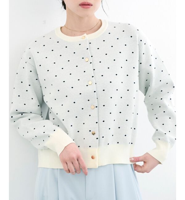  「ドットジャガードニットカーディガン」|カーディガン|