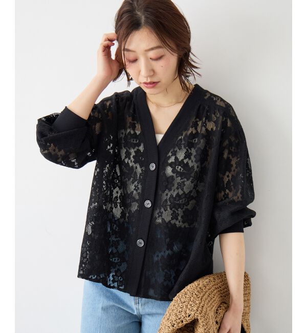  「フラワーメッシュレースカーデ」|カーディガン|