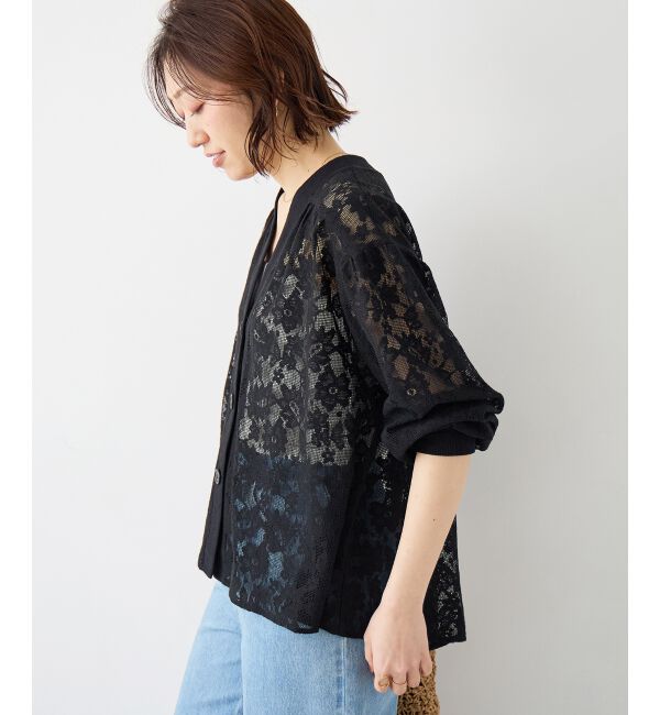  「フラワーメッシュレースカーデ」|カーディガン|