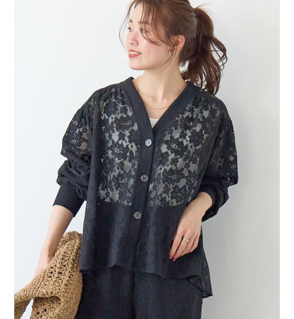  「フラワーメッシュレースカーデ」|カーディガン|