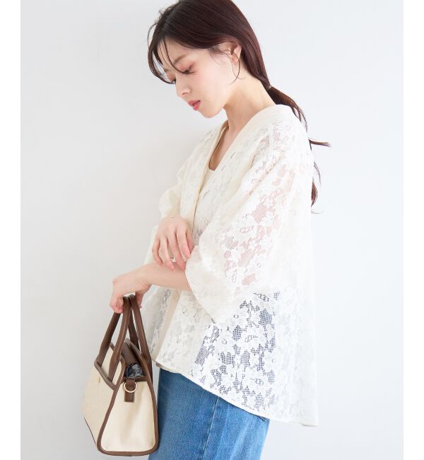  「フラワーメッシュレースカーデ」|カーディガン|
