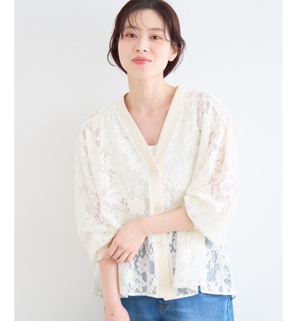 「フラワーメッシュレースカーデ」|カーディガン|