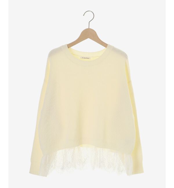  「裾レース畦編みニットプルオーバー」|ニット・セーター|