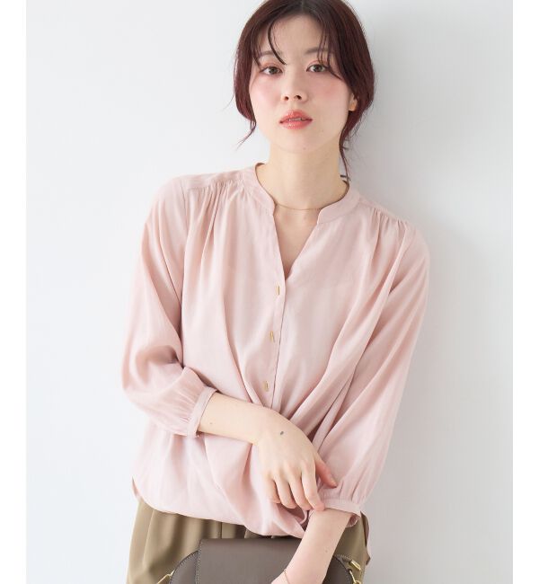  「バーボタンカシュクールブラウス」|シャツ・ブラウス|