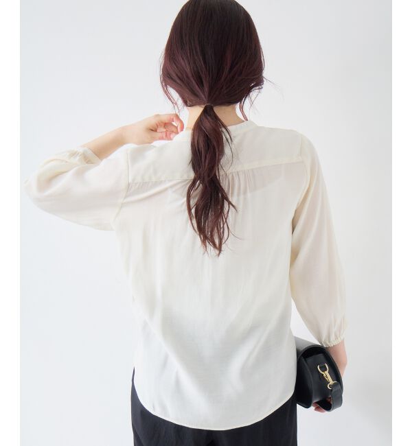  「バーボタンカシュクールブラウス」|シャツ・ブラウス|