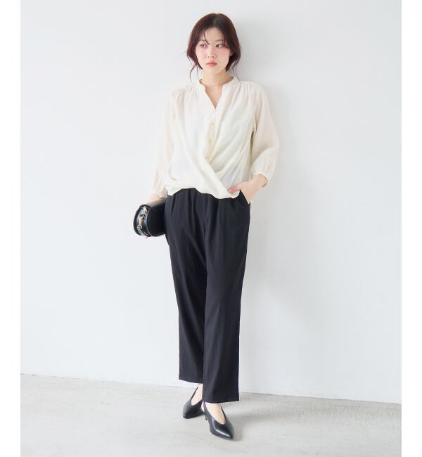 「バーボタンカシュクールブラウス」|シャツ・ブラウス|