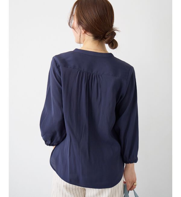  「バーボタンカシュクールブラウス」|シャツ・ブラウス|
