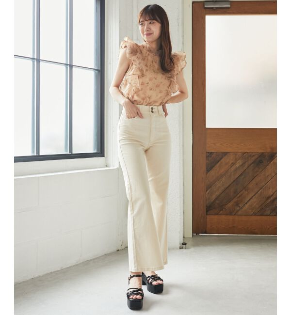 MAJESTICLEGON「美脚フレアデニムパンツ」|デニム|