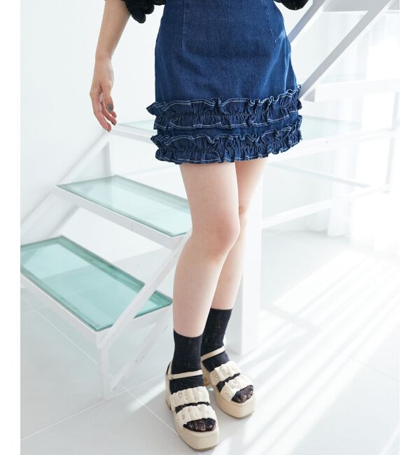  「シアービジュー厚底サンダル」|サンダル|