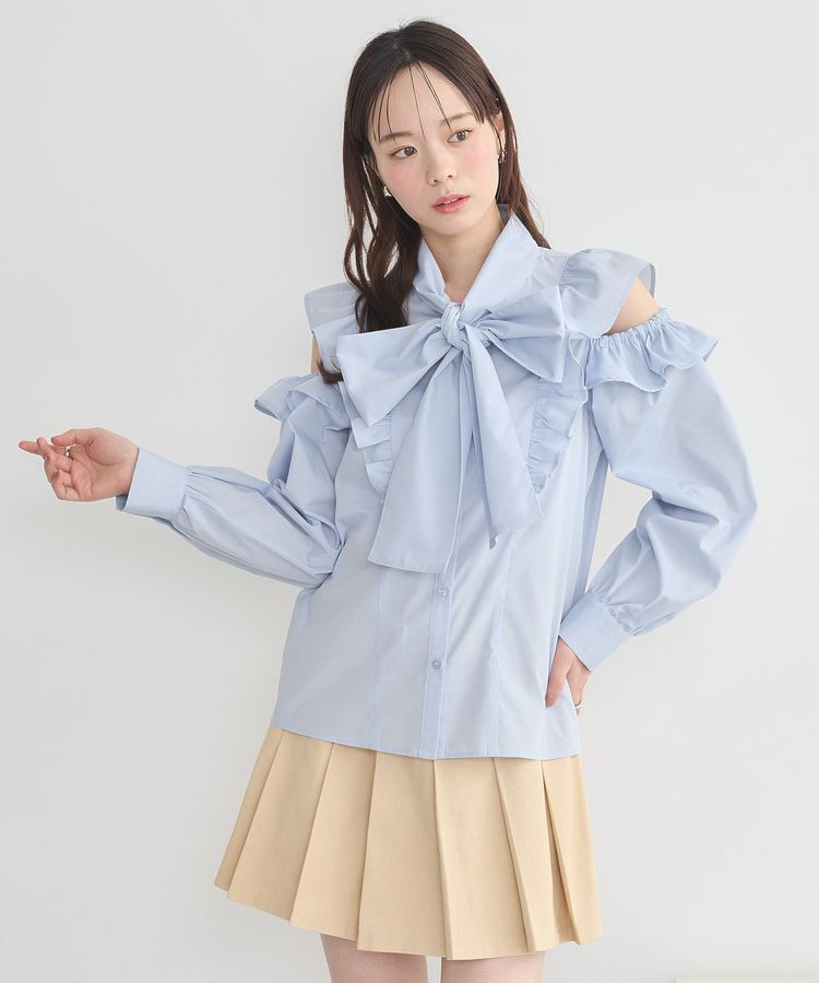 earth music&ecology「リボンラッフルブラウス」|シャツ・ブラウス|