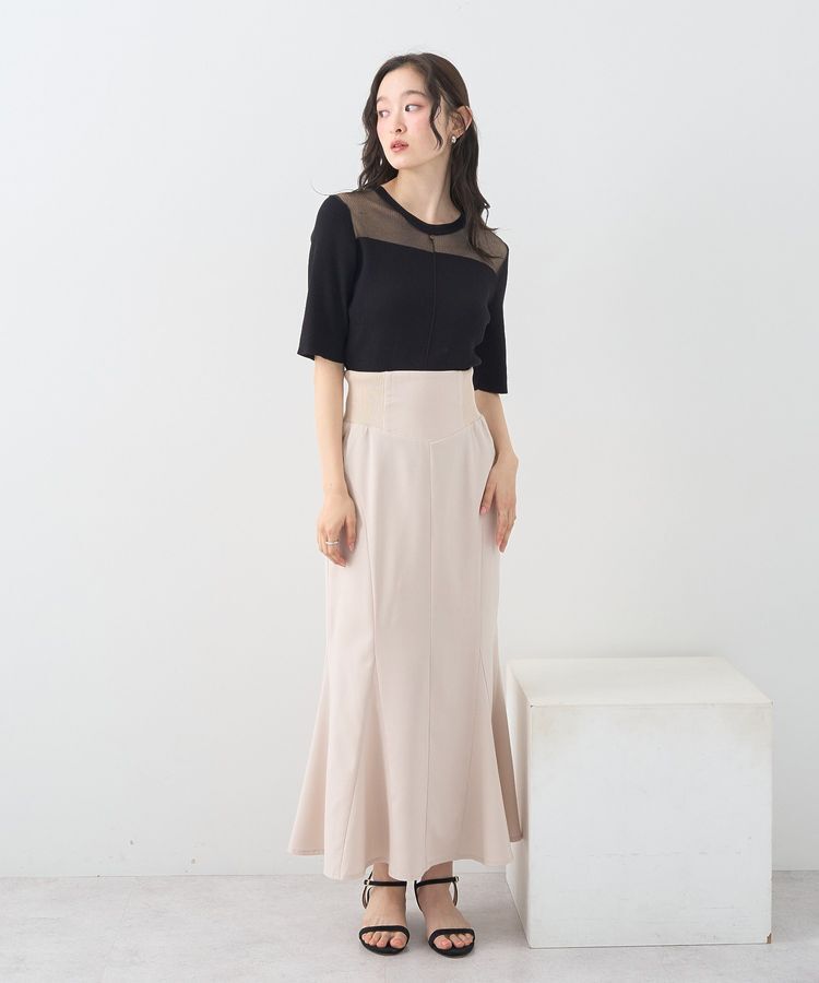 earth music&ecology「サイドリブパネルラインマーメイドスカート」|タイト|