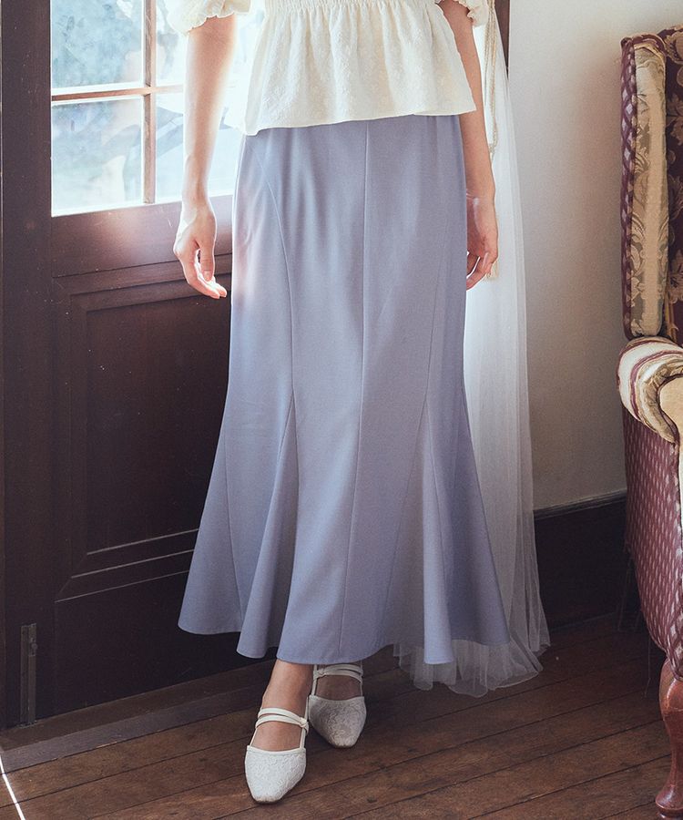 earth music&ecology「サイドリブパネルラインマーメイドスカート」|タイト|Blue