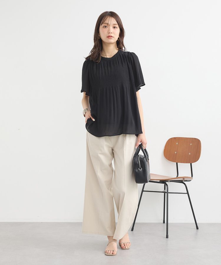 earth music&ecology「マジョリカプリーツ半袖ブラウス」|シャツ・ブラウス|