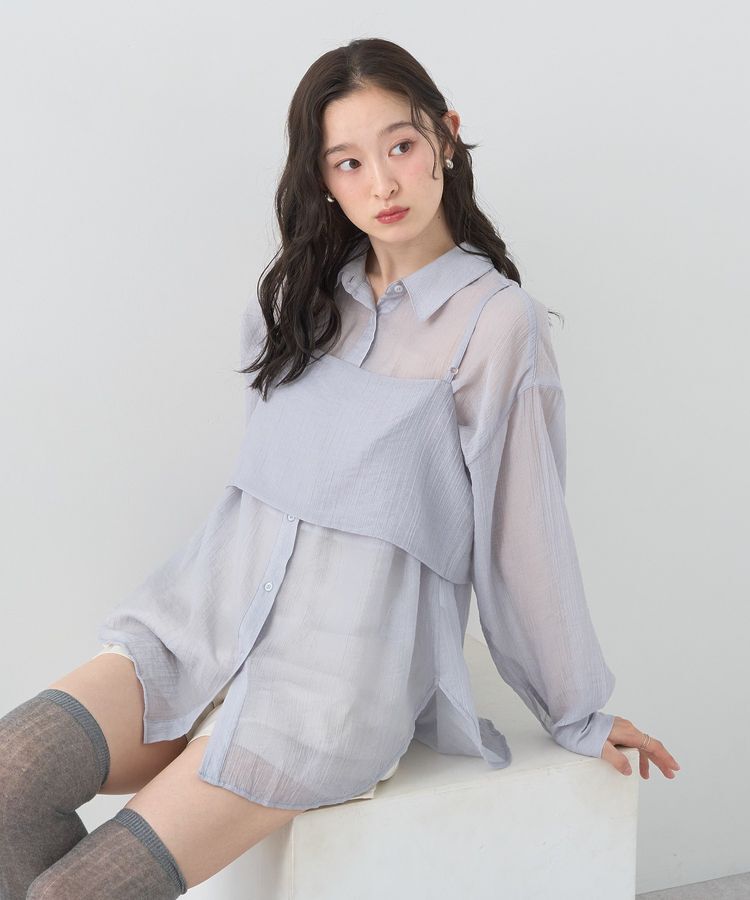 earth music&ecology「SET2点シャツ＋ビスチェ」|シャツ・ブラウス|グレイッシュブルー