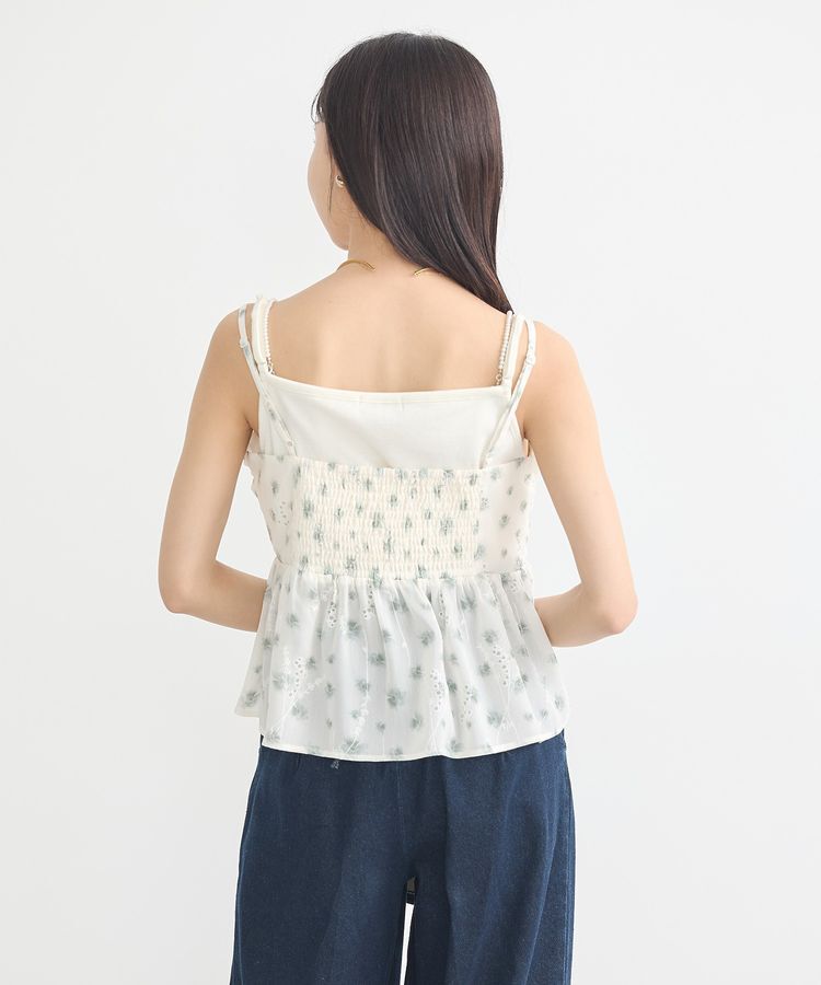 earth music&ecology「花柄ギャザーキャミビスチェ」|ベスト・ジレ|