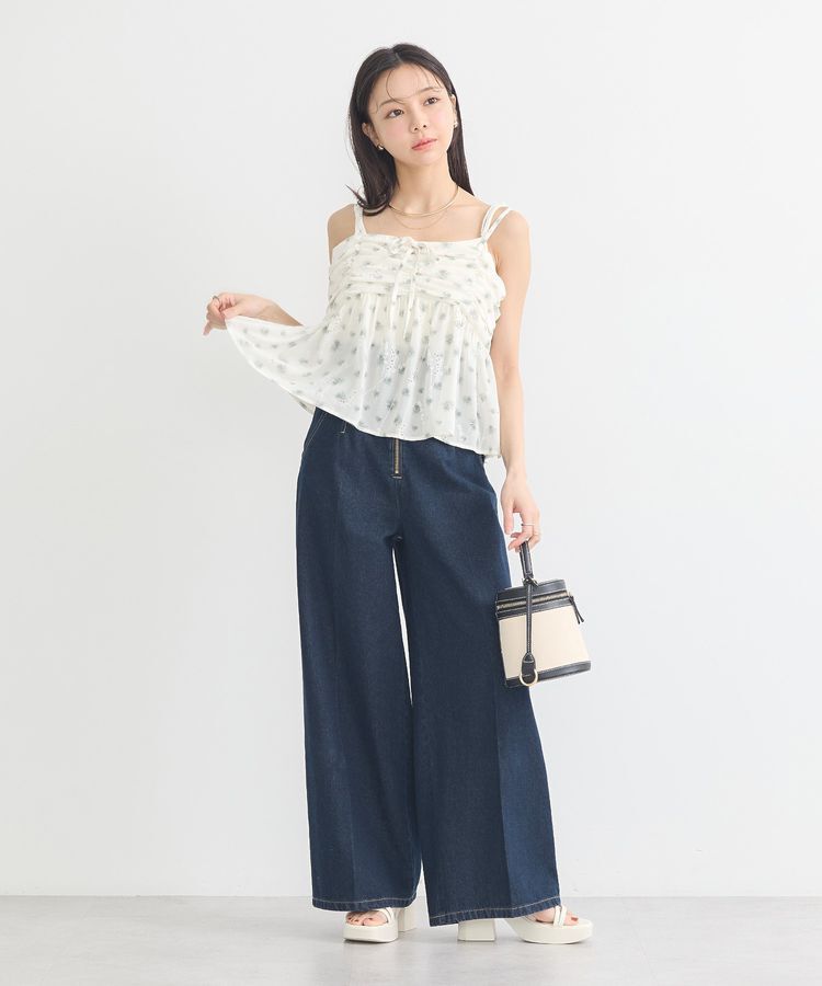 earth music&ecology「花柄ギャザーキャミビスチェ」|ベスト・ジレ|