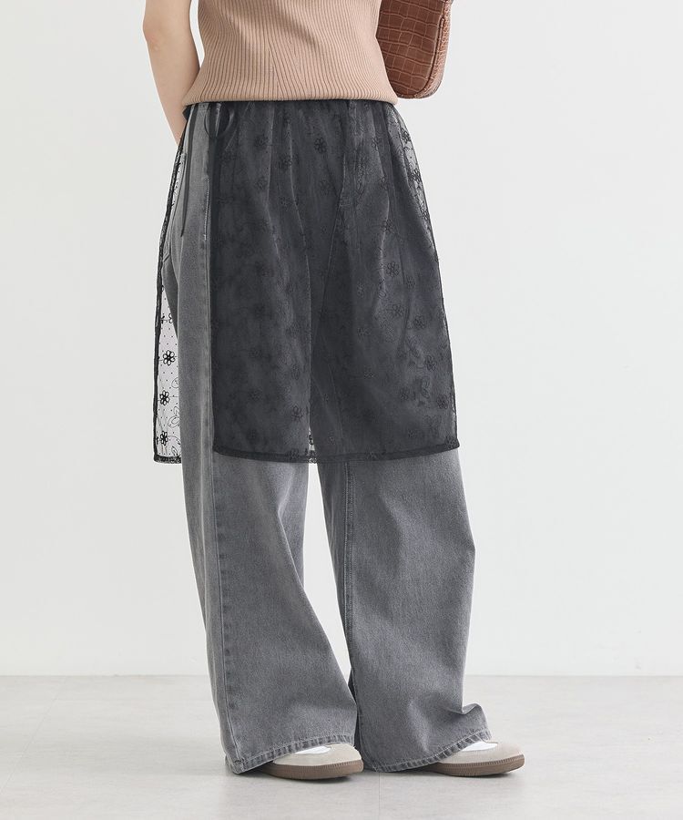 earth music&ecology「フラワー刺繍レイヤードスカート」|スカート|