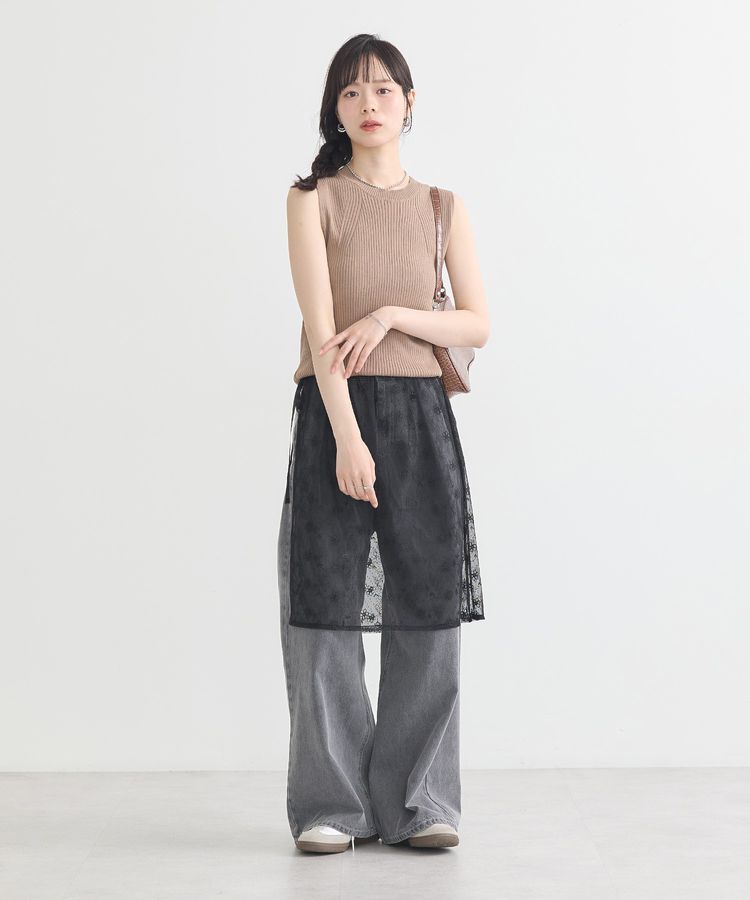 earth music&ecology「フラワー刺繍レイヤードスカート」|スカート|