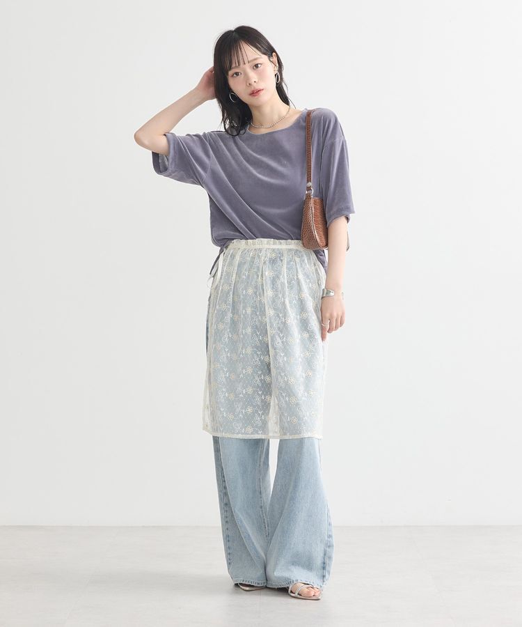 earth music&ecology「フラワー刺繍レイヤードスカート」|スカート|