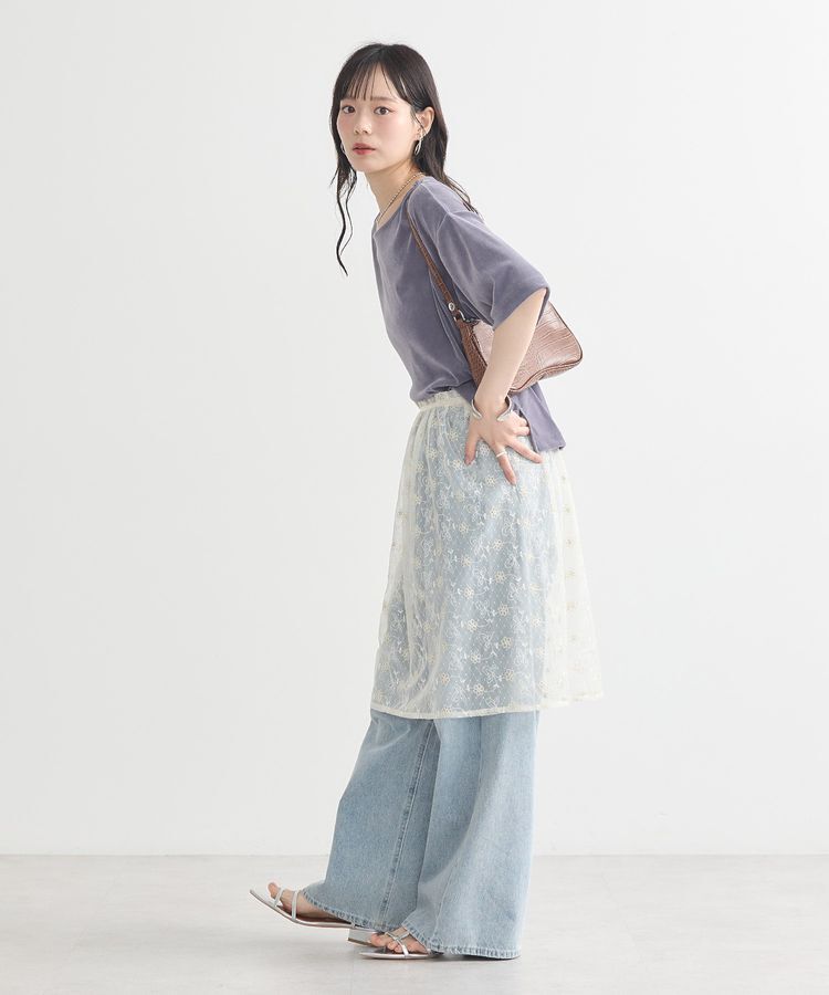 earth music&ecology「フラワー刺繍レイヤードスカート」|スカート|