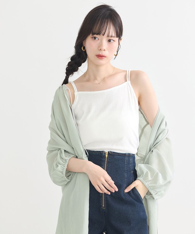 earth music&ecology「ダブルストラップパターンメッシュキャミソール」|インナー|