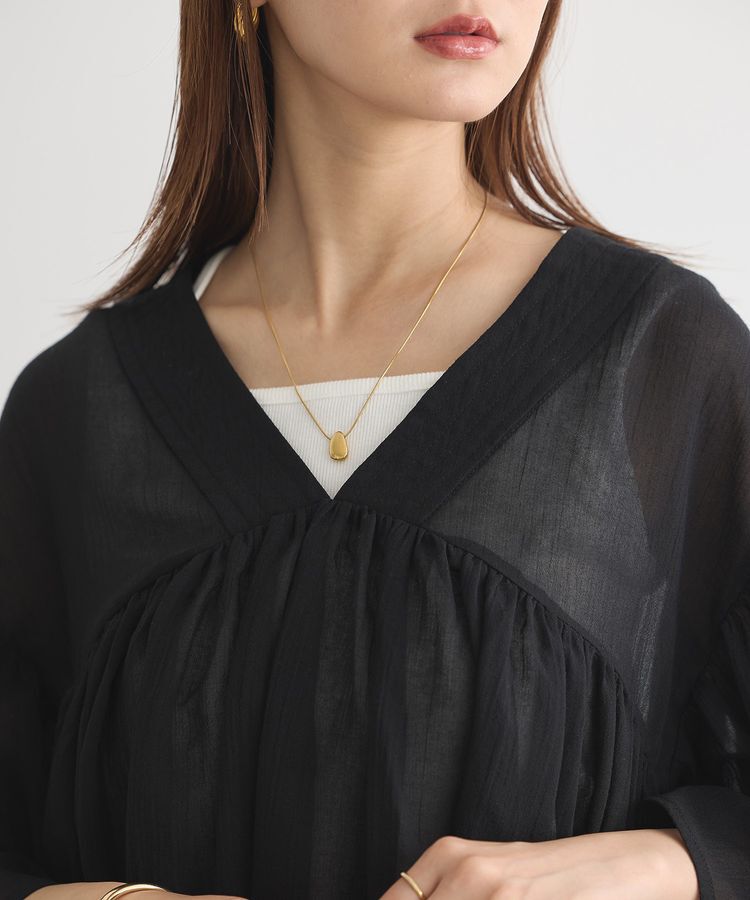 earth music&ecology「Vネックギャザーブラウス」|シャツ・ブラウス|