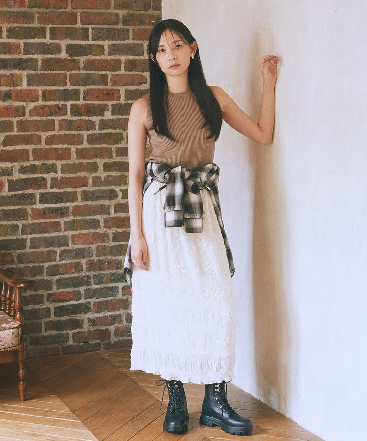 earth music&ecology「マジョリカプリーツナロースカート」|タイト|