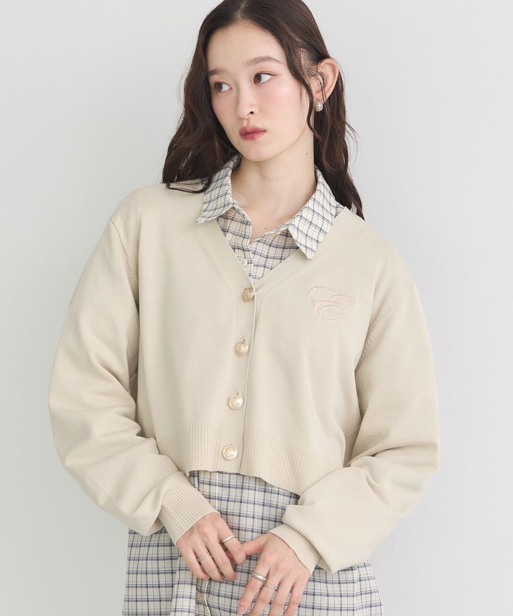 earth music&ecology「ロゴ刺繍カーディガン」|カーディガン|