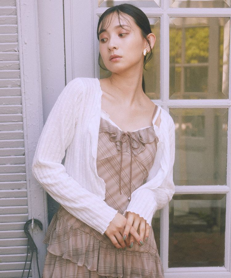 earth music&ecology「SET2点メローボレロ＋フリルキャミソール」|カーディガン|