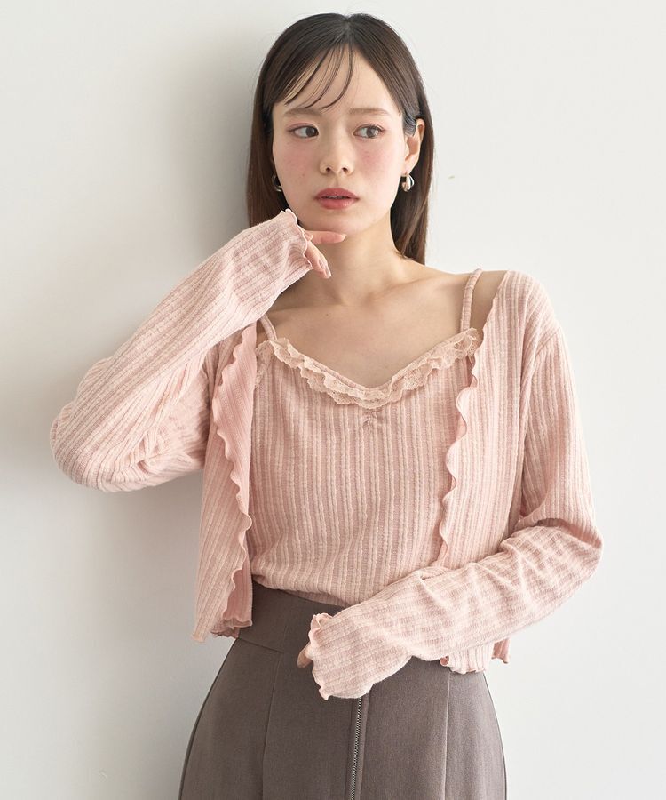 earth music&ecology「SET2点メローボレロ＋フリルキャミソール」|カーディガン|