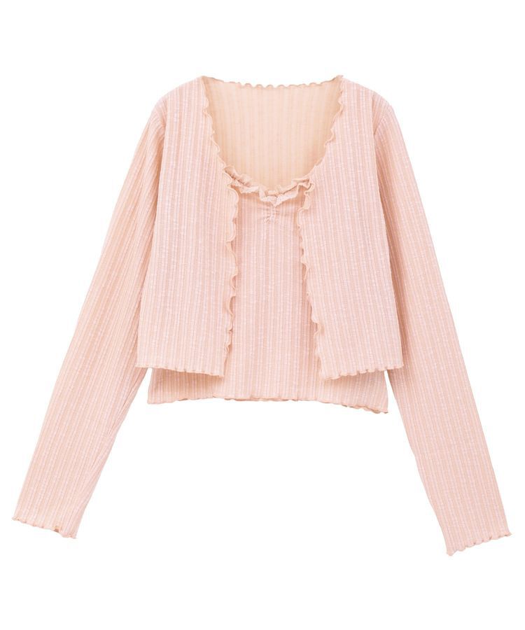 earth music&ecology「SET2点メローボレロ＋フリルキャミソール」|カーディガン|