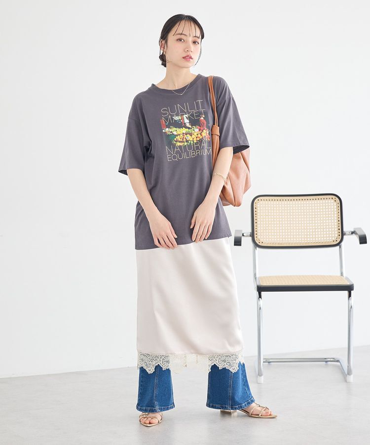 earth music&ecology「サテンレーススカート」|スカート|