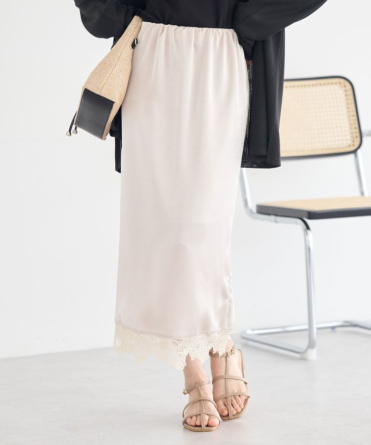 earth music&ecology「サテンレーススカート」|スカート|Ecru