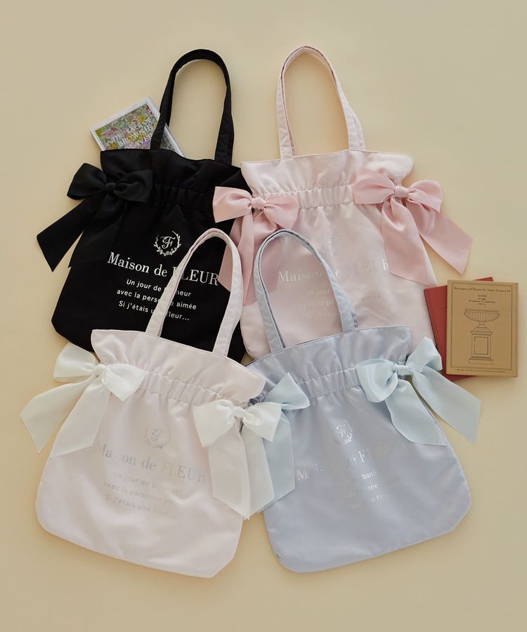 Maison de FLEUR「ダブルリボンギャザートートバッグ」|トートバッグ|
