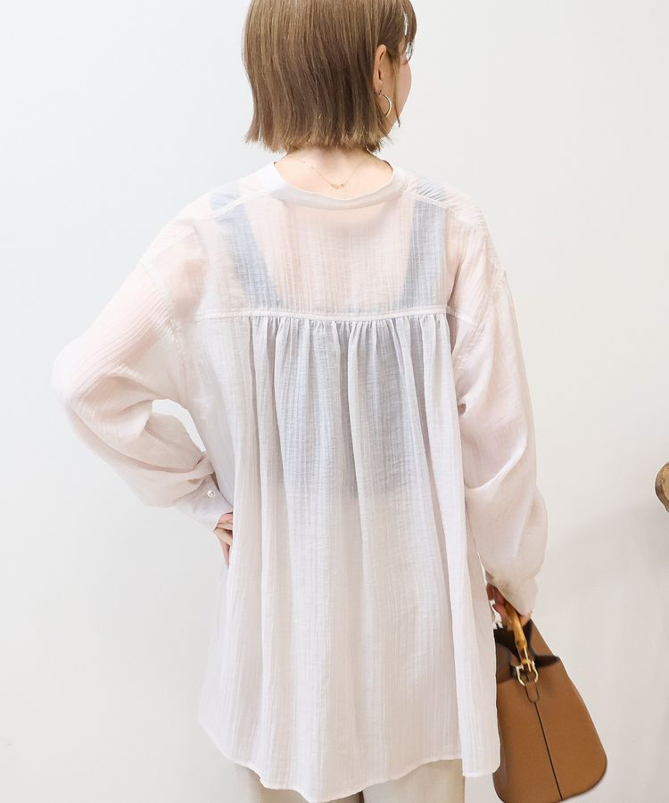 AMERICAN HOLIC「楊柳シアーバンドカラーシャツ」|シャツ・ブラウス|