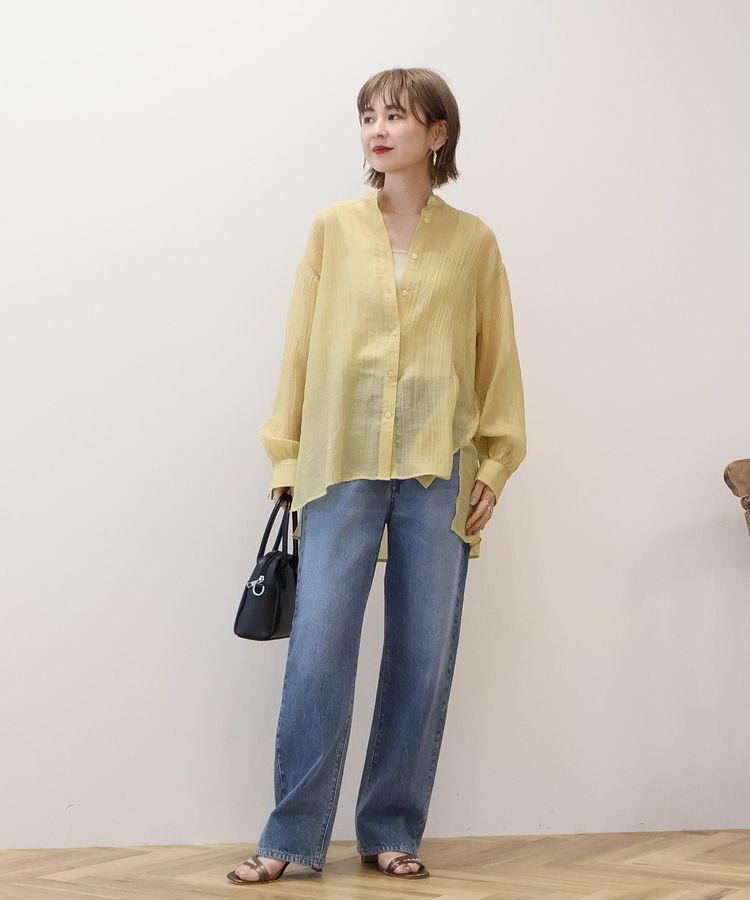 AMERICAN HOLIC「楊柳シアーバンドカラーシャツ」|シャツ・ブラウス|