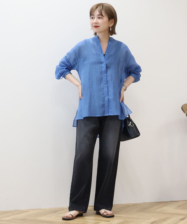 AMERICAN HOLIC「楊柳シアーバンドカラーシャツ」|シャツ・ブラウス|