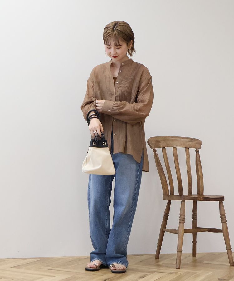 AMERICAN HOLIC「楊柳シアーバンドカラーシャツ」|シャツ・ブラウス|