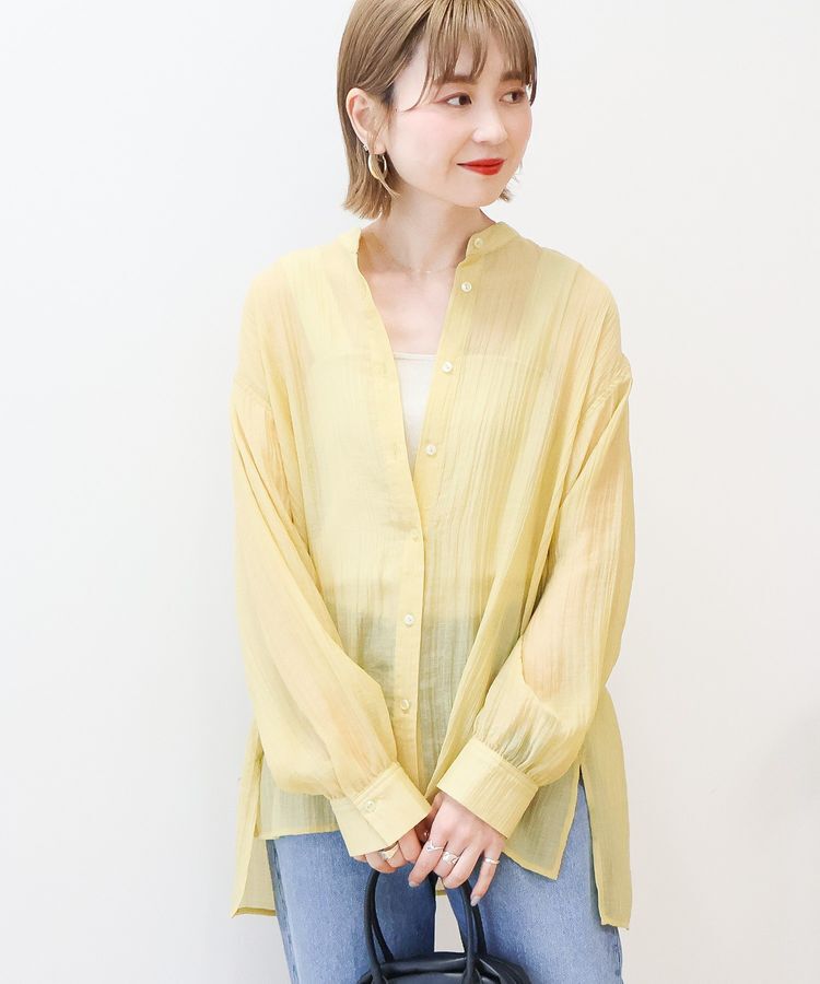 AMERICAN HOLIC「楊柳シアーバンドカラーシャツ」|シャツ・ブラウス|Mustard
