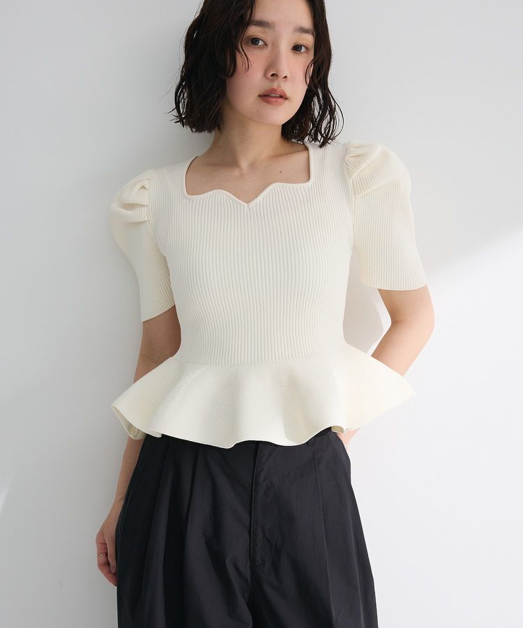 Green Parks「・swing by ハートネックペプラムニット」|ニット・セーター|