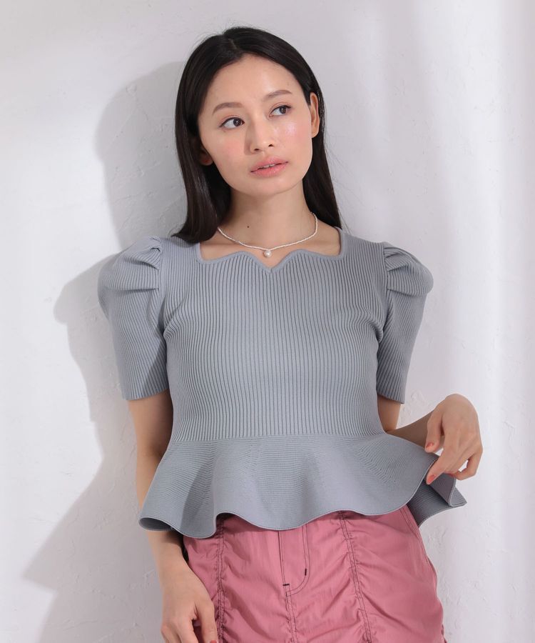 Green Parks「・swing by ハートネックペプラムニット」|ニット・セーター|