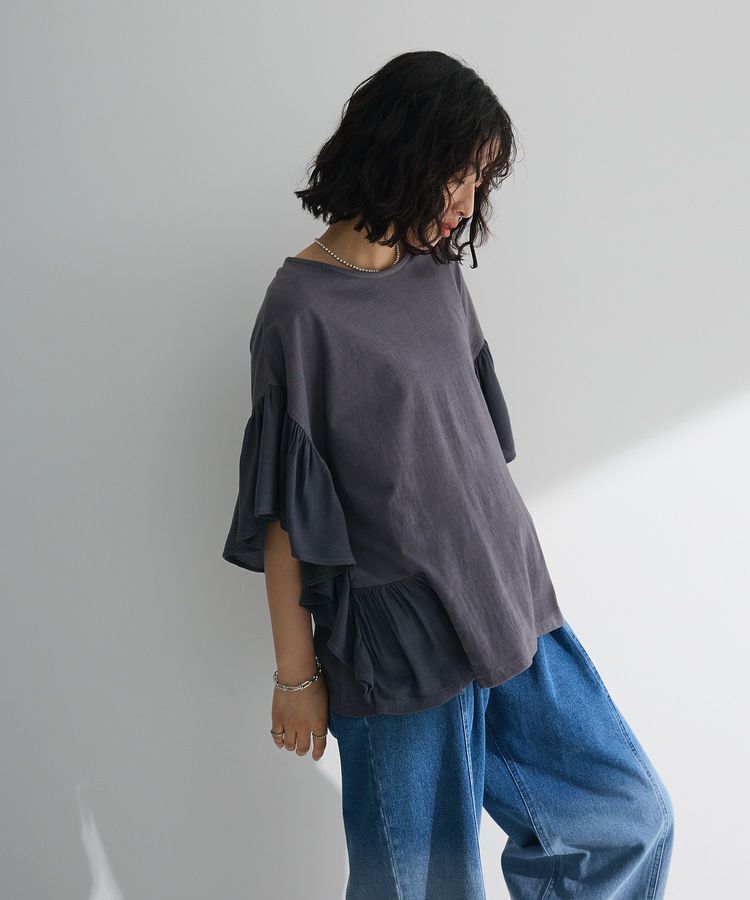 Green Parks「袖フレアドッキングカットプルオーバー」|Tシャツ・カットソー|