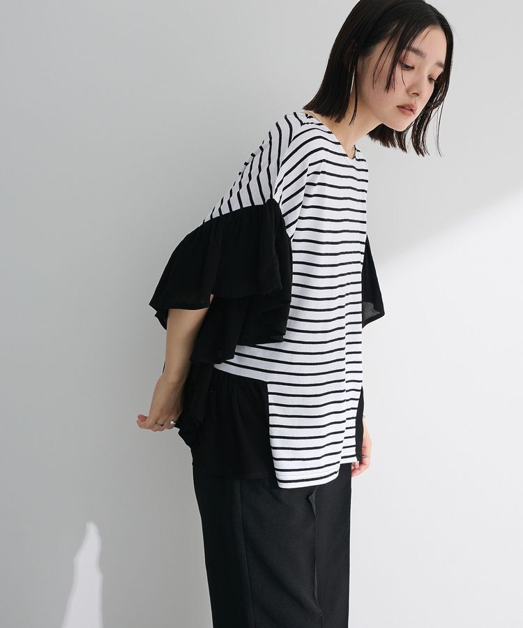 Green Parks「袖フレアドッキングカットプルオーバー」|Tシャツ・カットソー|