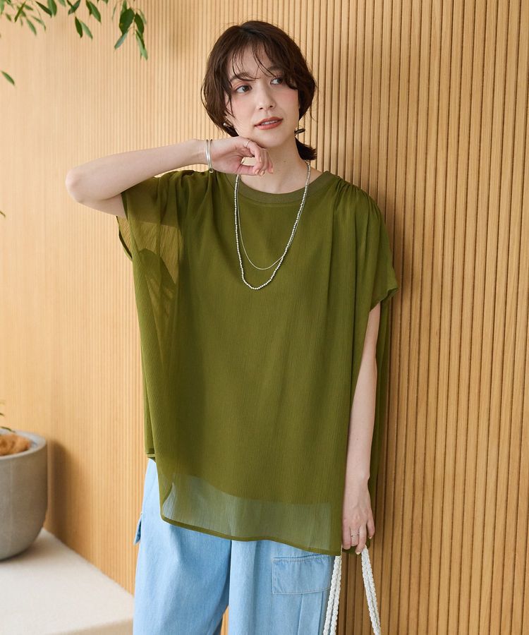 Green Parks「楊柳ドッキングフレンチプルオーバー」|Tシャツ・カットソー|Khaki