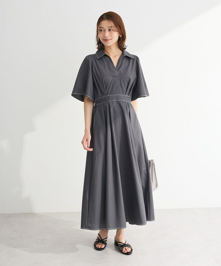 Green Parks「・ELENCARE DUE スキッパーワンピース」|ワンピース|Charcoal Gray