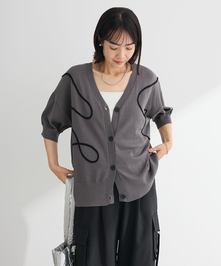 Green Parks「刺繍コードVネックカーディガン」|カーディガン|